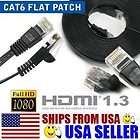 New Cat.6 Flat Patch Cable Black 6ft Network Ethernet