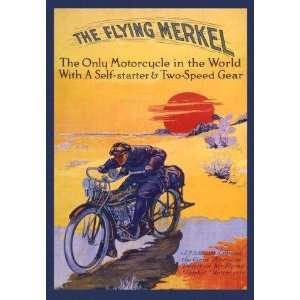 CANVAS The Flying Merkel Motorcycle Two Speed Gear USA Vintage Poster 