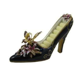  Black Ring Holder Shoe Victorian butterfly Bejeweled