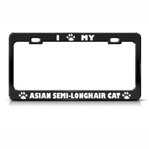  Asian Semi Longhair Cat Black Metal license plate frame 