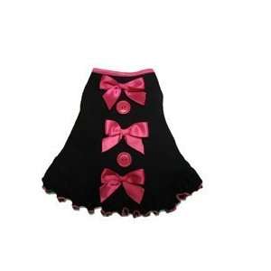  Buttons and Bows Dog Dress (Black and Pink, Medium 