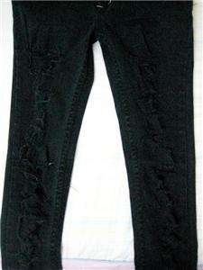 Celebrity punk destroyed ripped skinny slim fit JEAN,XS  