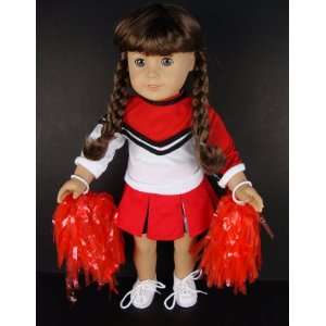  5 Pc Red and White Cheerleading Uniform with Shirt, Skirt 
