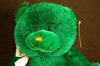 10 Sitting GREEN St Patricks Day Clover Fuzzy BEAR Toy  