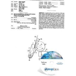 NEW Patent CD for DEVICE FOR OPTICAL AND MAGNETIC SOUND TRACK ON FILM 
