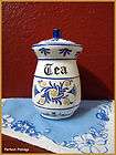 vintage royal sealy heritage blue onion ceramic kitchen tea canister