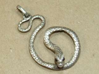 Vintage Sterling Silver Snake Pendant Garnet Eyes  
