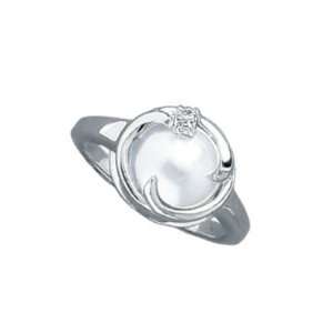 Ladies Sterling Silver Sophisticated Pearl Cubic Zirconia 