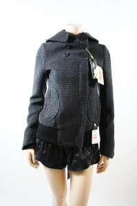 NWT 2011 SOIA & KYO Blk Filia Hooded Wool Jacket XS $350  