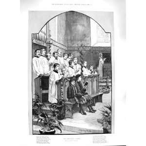   1888 CHRISTMAS ANTHEM CHILDREN CHOIR SINGING FINE ART