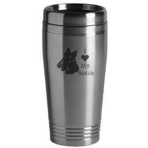   16 ounce Stainless Travel Mug   I Love My Scottie: Sports & Outdoors