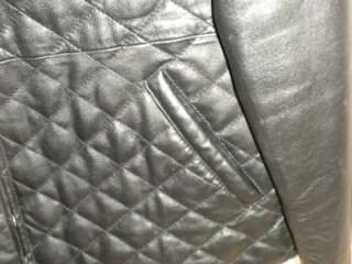 Pamela McCoy Genuine Leather Black Quilted Jacket Size M  