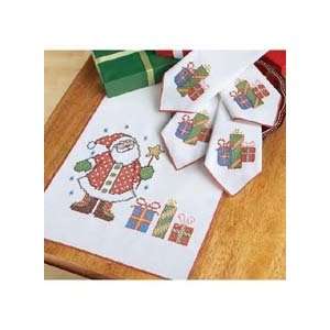  Night Before Christmas Stamped Cross Stitch Table Runner & Napkins 