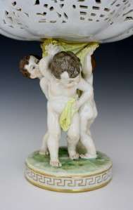   DRESDEN PORCLEAIN FIGURAL CHERUBIC BOYS COMPOTE HAND PAINTED  