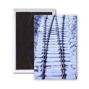 Snow on the track   3x2 inch Fridge Magnet   large magnetic button 