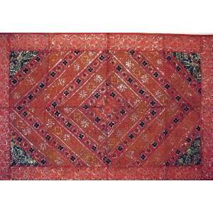  Red Sequin Patchwork Fabric Ethnic India Art Tapestry Wall 