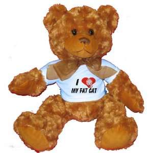   Love my Fat Cat Plush Teddy Bear with BLUE T Shirt: Toys & Games
