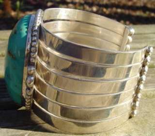 HUGE SIGNED GALE SELF CHOCTAW STERLING/TURQUOISE CUFF BRACELET!! WOW 