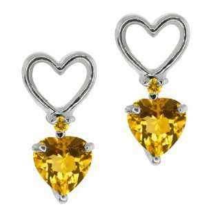 46 Ct Genuine Heart Shape Yellow Citrine Gemstone Argentium Silver 