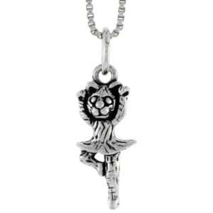 925 Sterling Silver Dancing Cat Pendant (w/ 18 Silver Chain), 3/4 