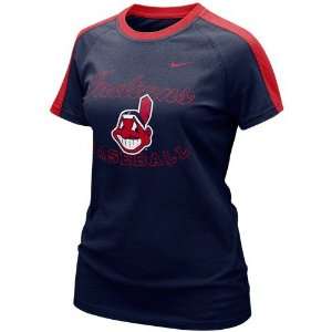  Nike Cleveland Indians Ladies Navy Blue Center Field T 