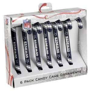  Dallas Cowboys Candy Cane Ornaments   Set of 6