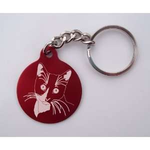  Laser Etched Tuxedo Cat Key Chain 