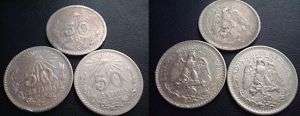 Mexico 3 Coins Silver 1937 1939 1920 Cir  