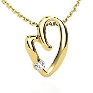  Heart Sketch Pendant, 14K Yellow Gold Necklace with 