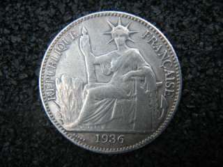 France km#4a.2 Silver 1936 French Indo China 90% Silver 50 Cent Coin 
