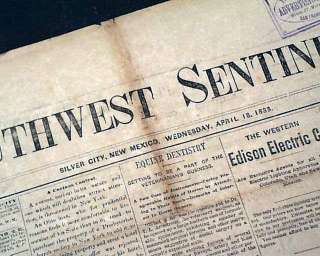 Rare SILVER CITY NM New Mexico Territory 1888 Newspaper Western 