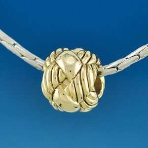  B1637 tlf   Large Woven Rope   Gold Plated Large Hole Bead 