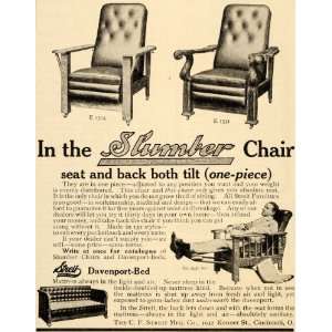  1909 Vintage Ad Streit Slumber Chair Recliner Bed 1042 