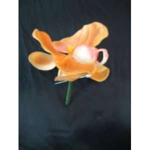  Orange Orchid Boutonniere Wedding Flower Pearl Pin Patio 