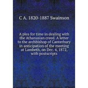   , on Dec. 4, 1872, with postscripts C A. 1820 1887 Swainson Books