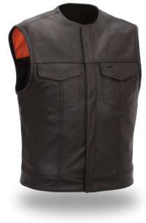 HOUSE OF HARLEY MENS CLEAN LEATHER VEST FIM635CSL NEW  