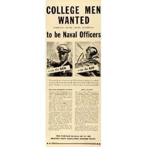 1942 Ad College Men Wanted Naval Army Navy Officers WWII Recruiting 