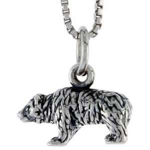  925 Sterling Silver Bear Pendant (w/ 18 Silver Chain), 9 