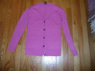 THEORY pink cashmere cardigan w/ grey buttons  