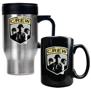 Columbus Crew MLS Stainless Steel Travel Mug and Black Ceramic Mug Set 
