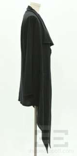 Shipley Halmos Black Wool Open Front Knit Cardigan Size Medium  