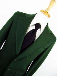 vintage 70s mens green KNIT jacket blazer sport coat RETRO DISCO 