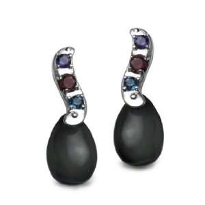   Pollack Sterling Rainbow Obsidian Moondance Drop Earrings Jewelry