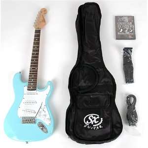 SX EG1K 3/4 PBU Short Scale Guitar Package with Amp, Carry 