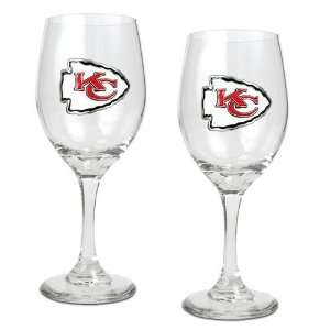   City Chiefs NFL 2pc Wine Glass Set   Primary Logo
