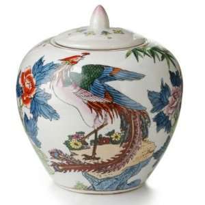  Hand Painted Ceramic Peacock Jar