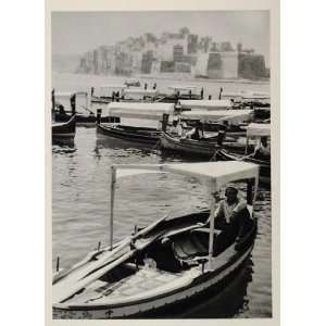  1937 Boats Valletta Valetta Harbor Malta Photogravure 
