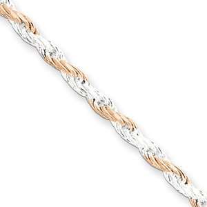  Sterling Silver 2.5mm Rose Vermeil Rope Chain Jewelry