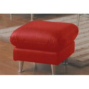  New Contemporary Ottoman Red Real Leather Match Sofa