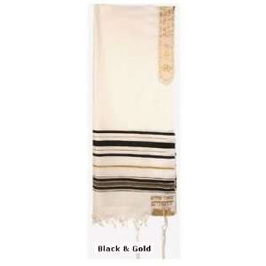  Prayer Shawls (Tallit) with Gold Trims, Black & Gold 